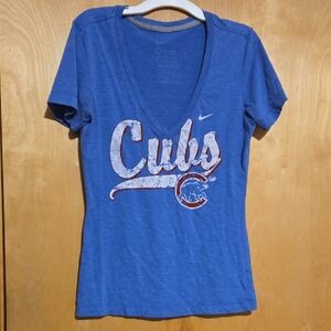 Nike Blue Cubs Graphic V-Neck Tee